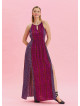 Halter Neck Slit Detailed Purple Long Dress 4610